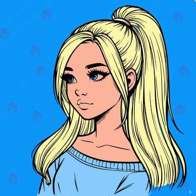 realistic girl with a high ponytail