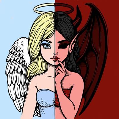 realistic angel half demon