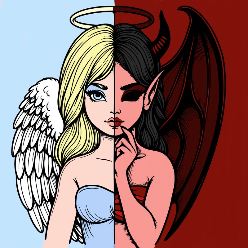 realistic angel half demon