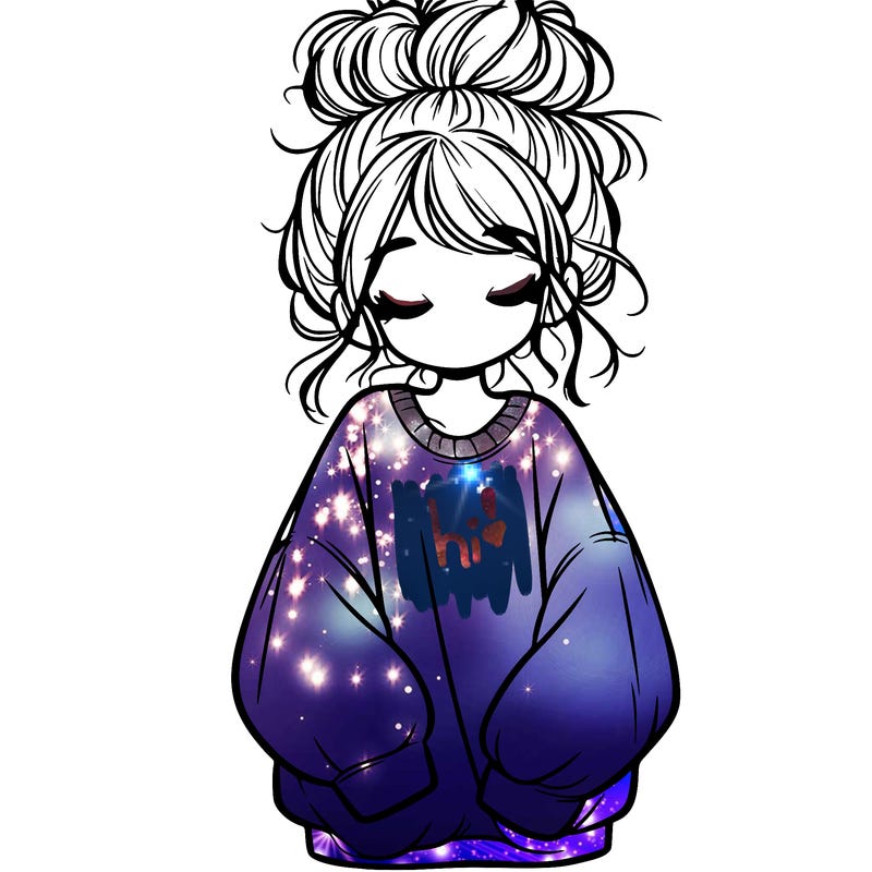 girl with baggy sweatshirt and messy bun