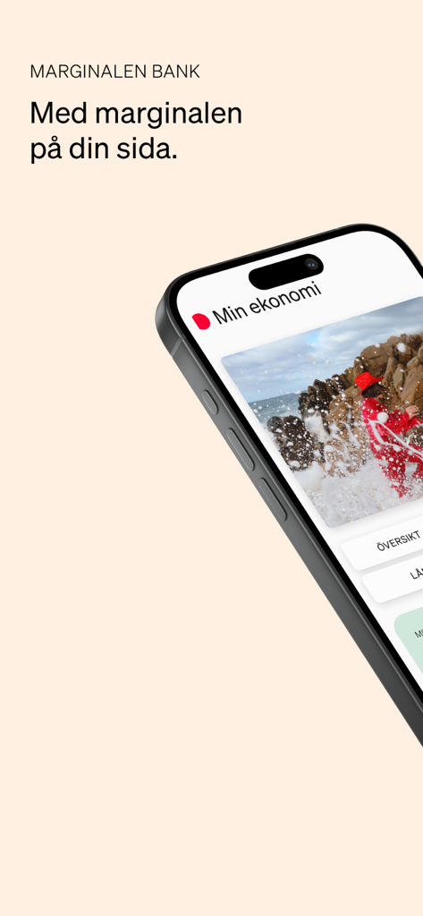 Marginalen Bank Privat - Marginalen Bank mobile app home screen with personal finance interface