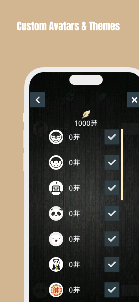 > Tic Tac Toe - Custom avatar and theme selection screen featuring various character and animal icons.