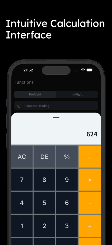 E6B+ E6B Flight Calculator - E6B flight calculator app showing an intuitive calculation interface with a numeric keypad and flight function categories
