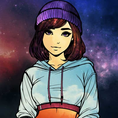 realistic girl with cropped hoodie and beanie