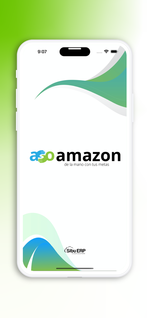 ロゴとタグラインが表示されたASOAMAZONモバイルアプリのスプラッシュ画面