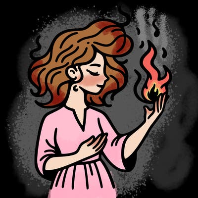 woman with fire