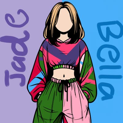 realistic girl faceless with baggy pants and a crop top