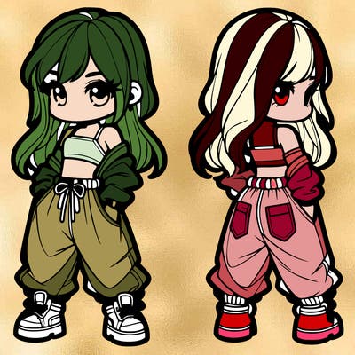 girl in crop top and baggy pants