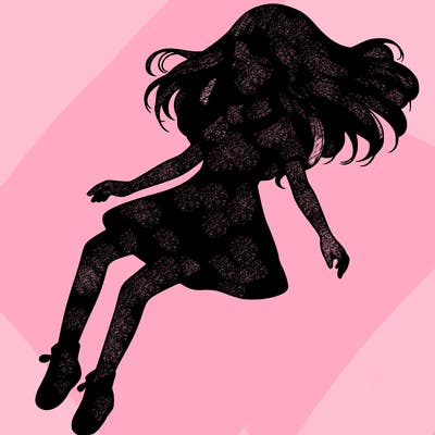 realistic girl floating