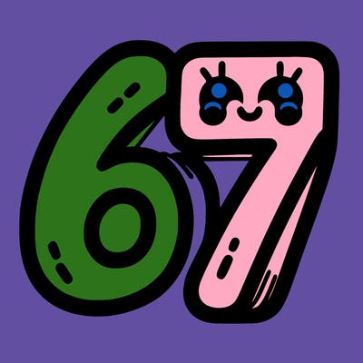 the numbers 67