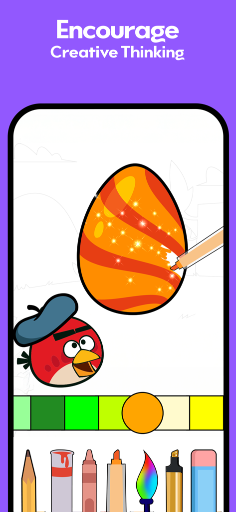 SKIDOS Learning Games for Kids - Actividad de colorear de Angry Birds en la aplicación educativa SKIDOS para el pensamiento creativo