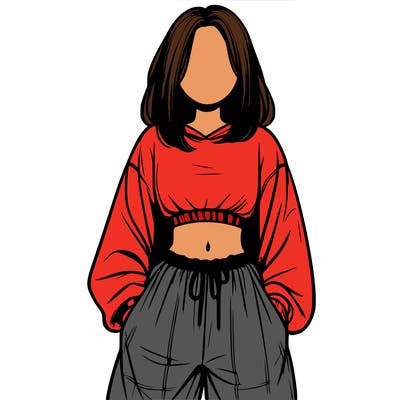 realistic girl faceless with baggy pants and a crop top