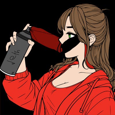 a realistic girl spray, painting