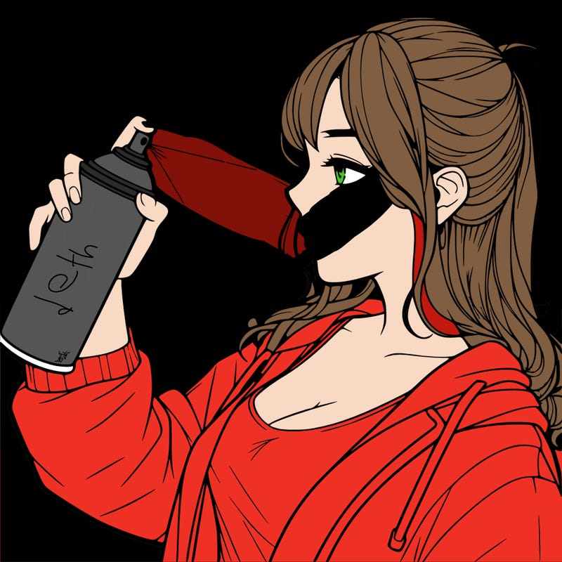 a realistic girl spray, painting