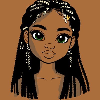 a realistic black girl with braids