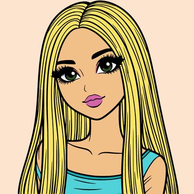 realistic girl with straight and long hair