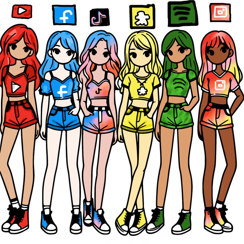 a group of girls wearing crop tops and shorts