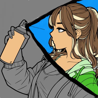 a realistic girl spray, painting