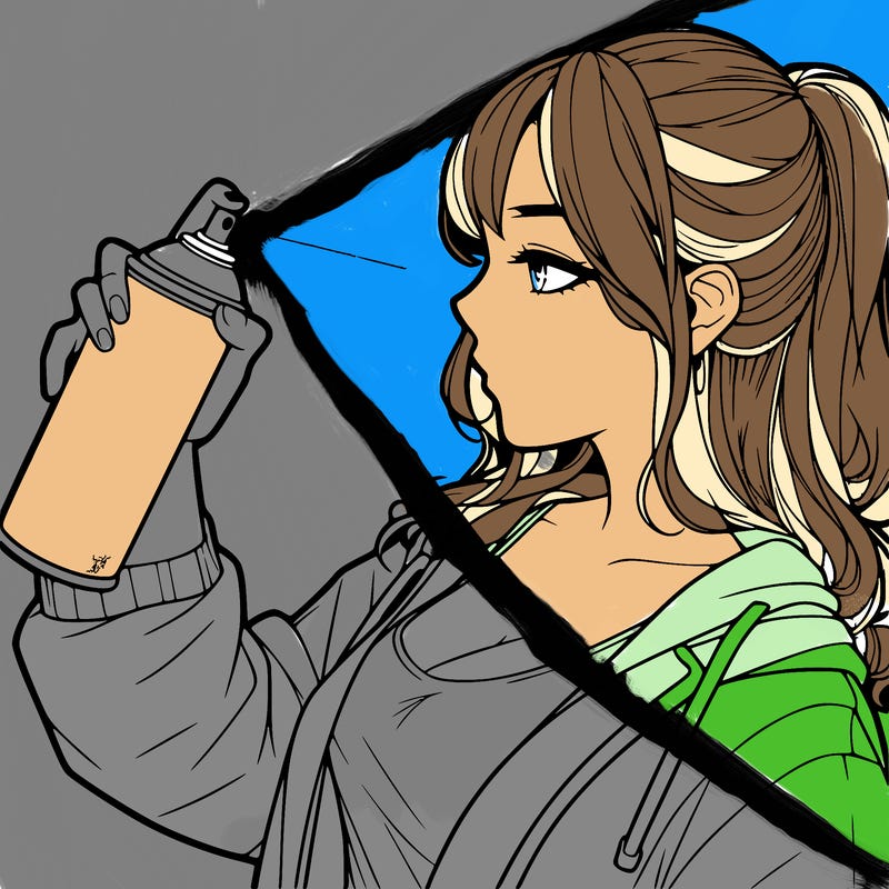 a realistic girl spray, painting