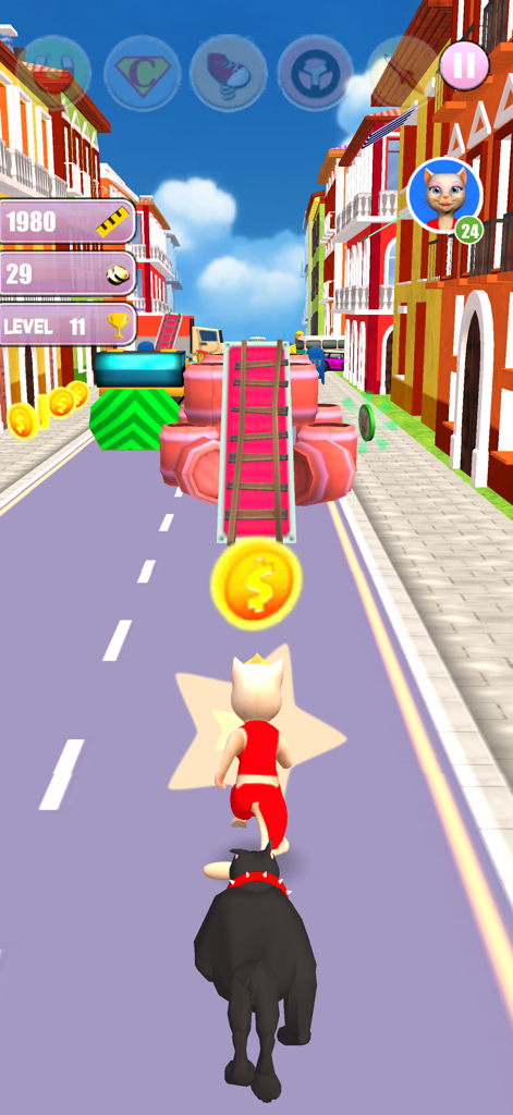 Princess Cat Lea Run - Princess Cat Lea running through a city street while being chased by a bulldog