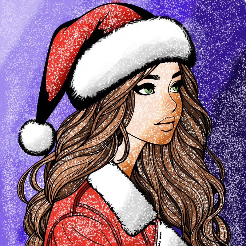 realistic girl in santa hat