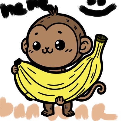 a banana holding a monkey