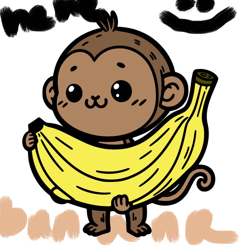 a banana holding a monkey