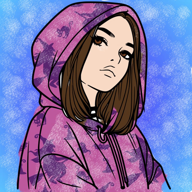 a realistic girl in a hoodie