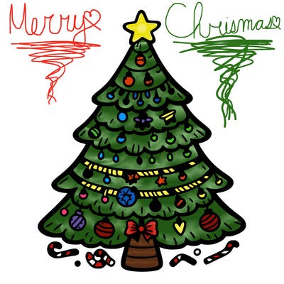 christmas tree with lots of details