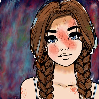 realistic girl with braids