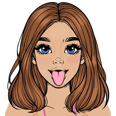 realistic girl with her tongue out