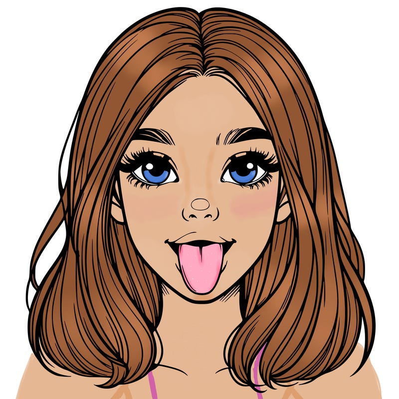 realistic girl with her tongue out