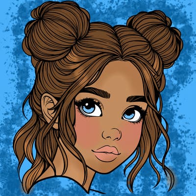 realistic girl with hair buns on her head