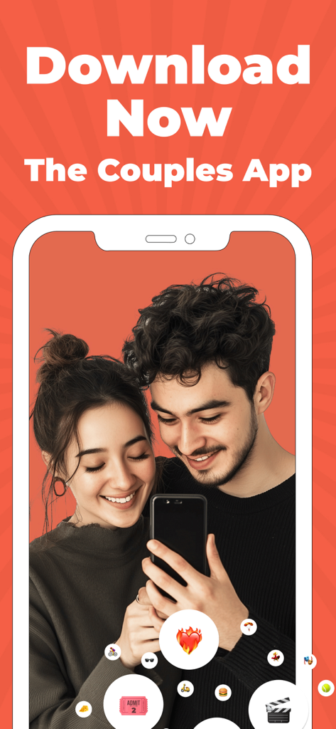 Flamme: Cozy Couples App - A smiling young couple looking at their smartphone together using the Flamme app