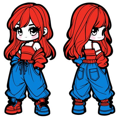 girl in crop top and baggy pants