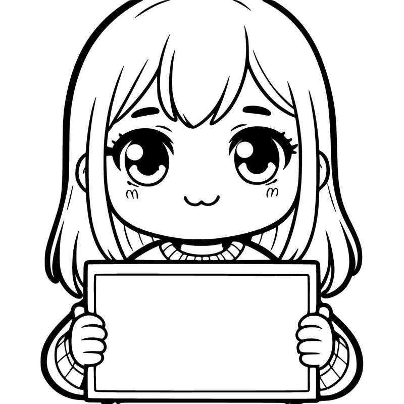 a girl holding a blank sign