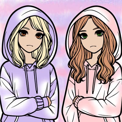 two girls and hoodies