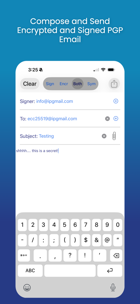 iPGMail - Interface for composing and sending encrypted and signed PGP emails in iPGMail