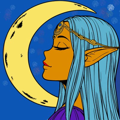 a realistic moon elf