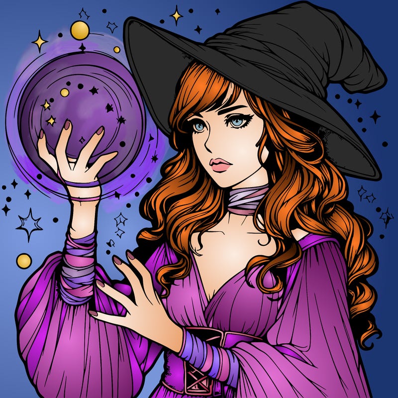 realistic women sorcerer using magic