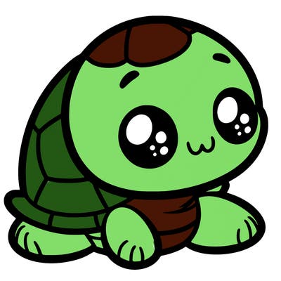 cute little animated turtle
