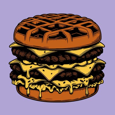 realistic waffle burger