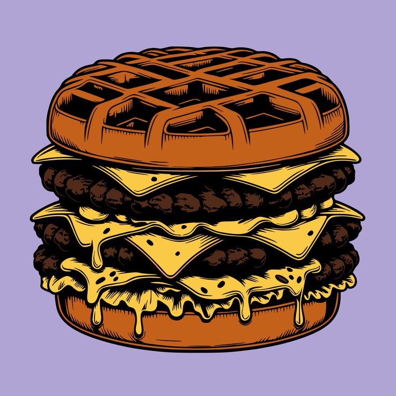 realistic waffle burger