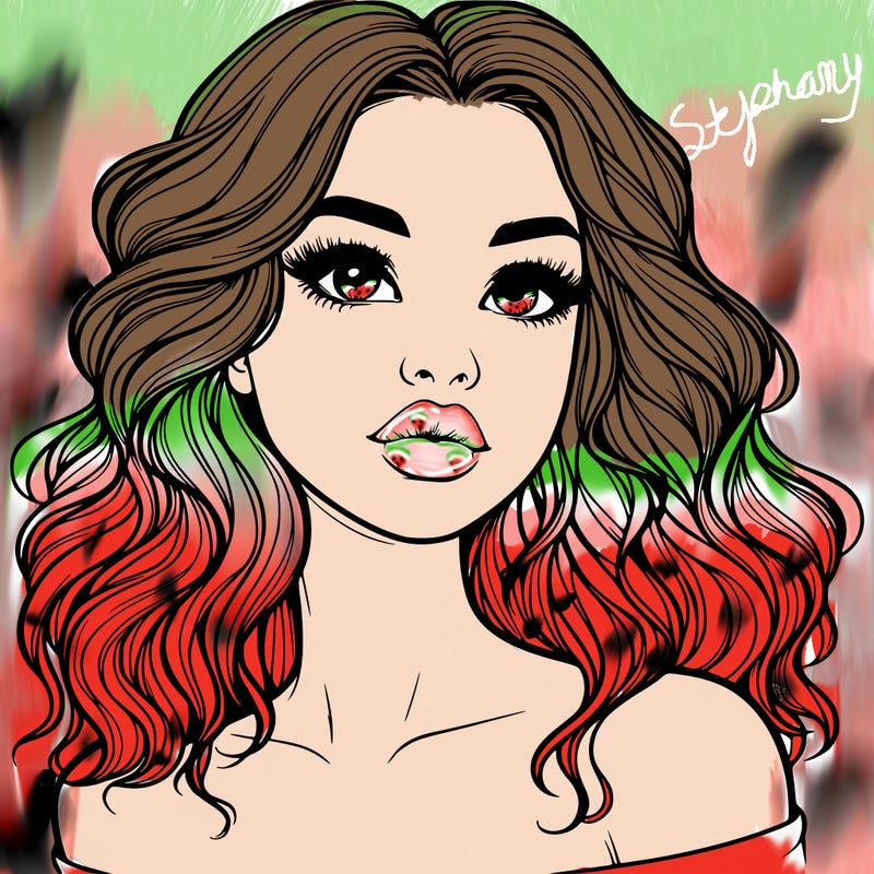 realistic girl with wavy hair and lips