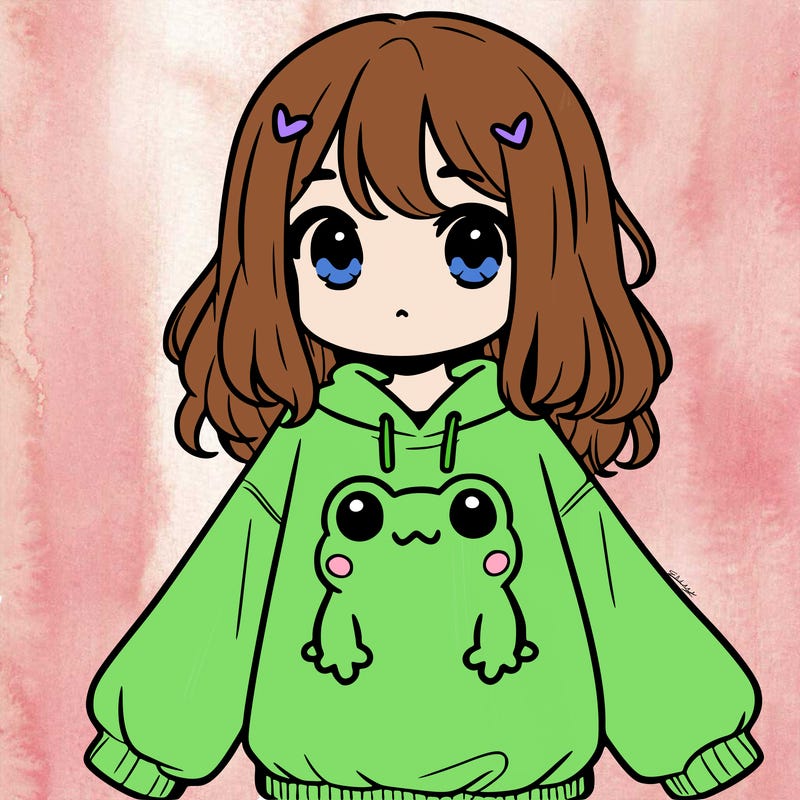 girl wearing frogging sweatshirt