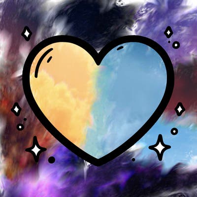 a blank heart with a line in the middle