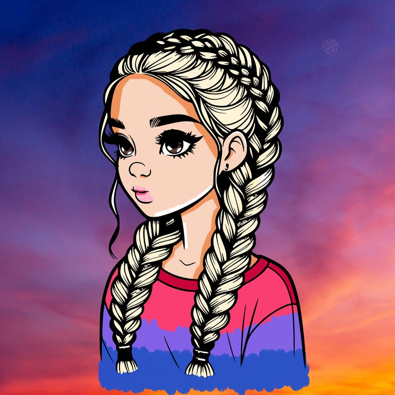 realistic girl with braids