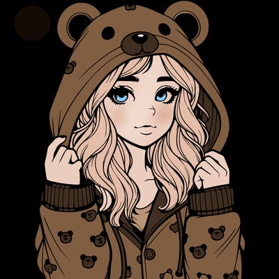 realistic girl in a animal pjs hoodie