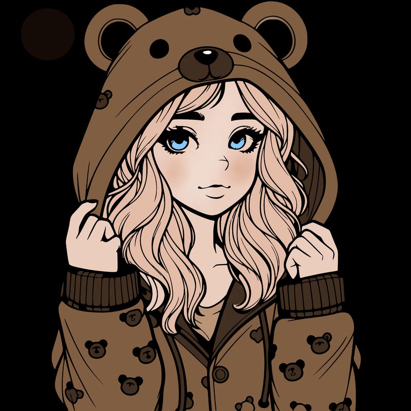 realistic girl in a animal pjs hoodie