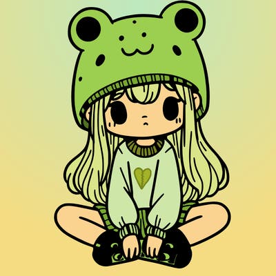a girl wearing a frog hat and some frog socks